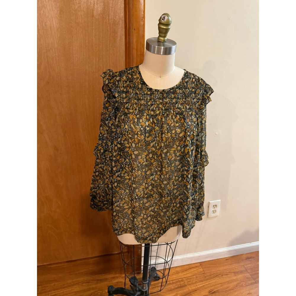 Women's ba&sh Black Gold Floral Blouse M